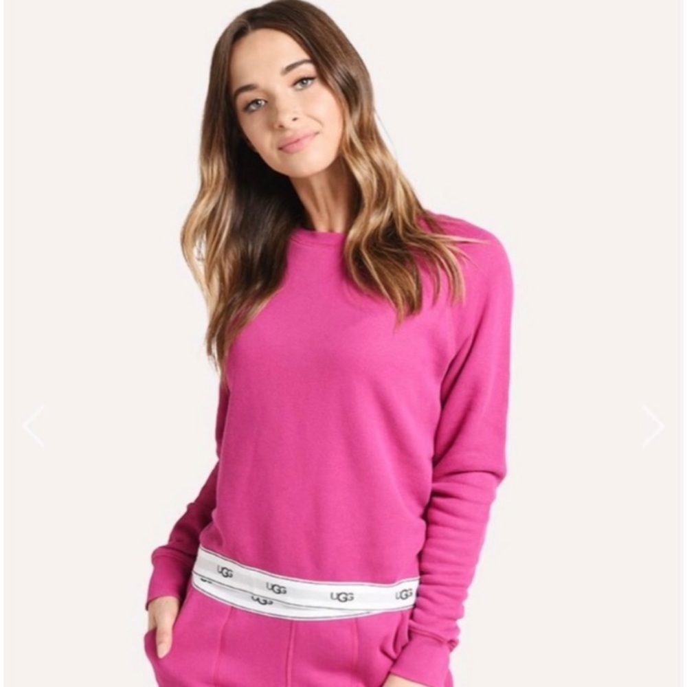 UGG NENA FUSCHIA PINK FRENCH TERRY SWEATER